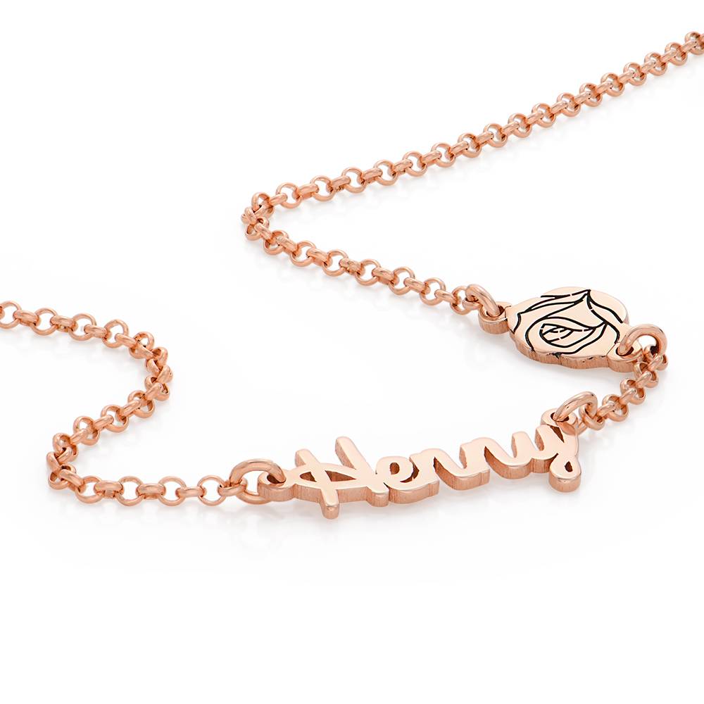 Blooming Birth Flower Multi Name Necklace in 18K Rose Gold Plating-3 product photo