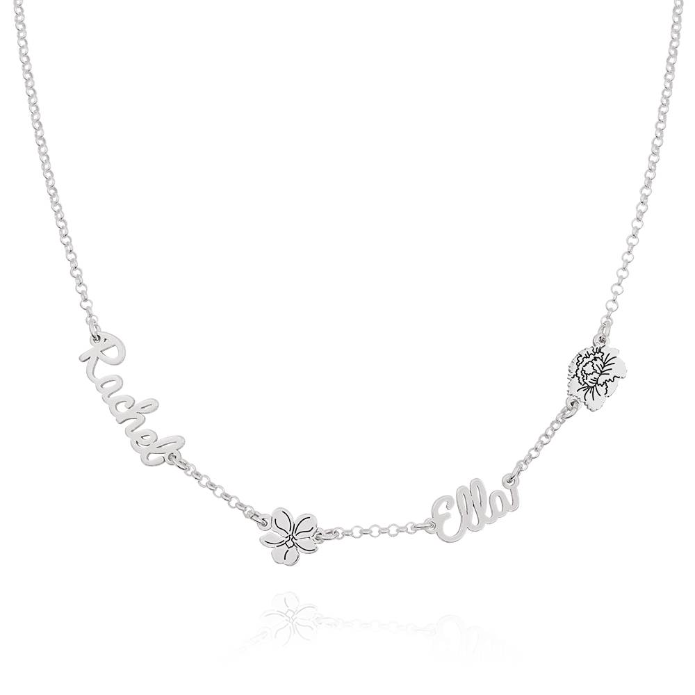 Blooming Birth Flower Multi Name Necklace in Sterling Silver product photo