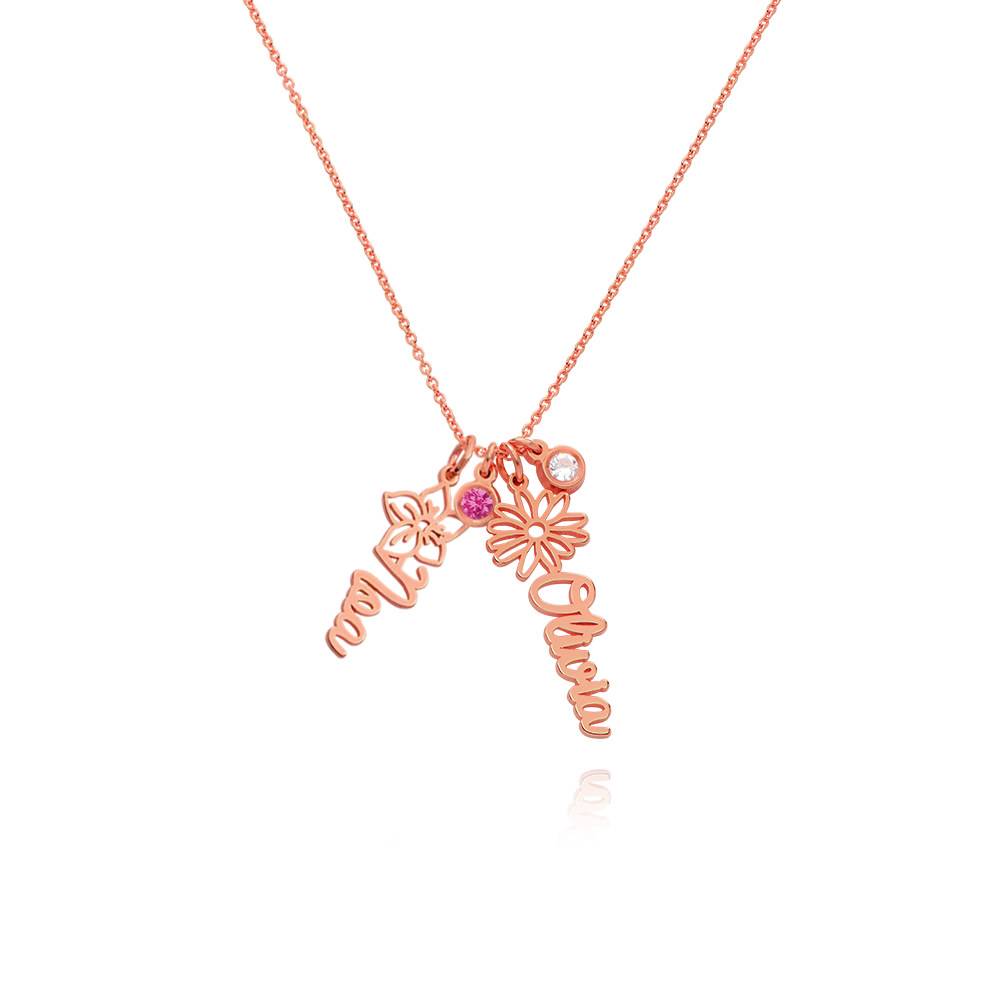 Blooming Birth Flower Name Necklace with Birthstone in 18K Rose Gold Vermeil-1 product photo