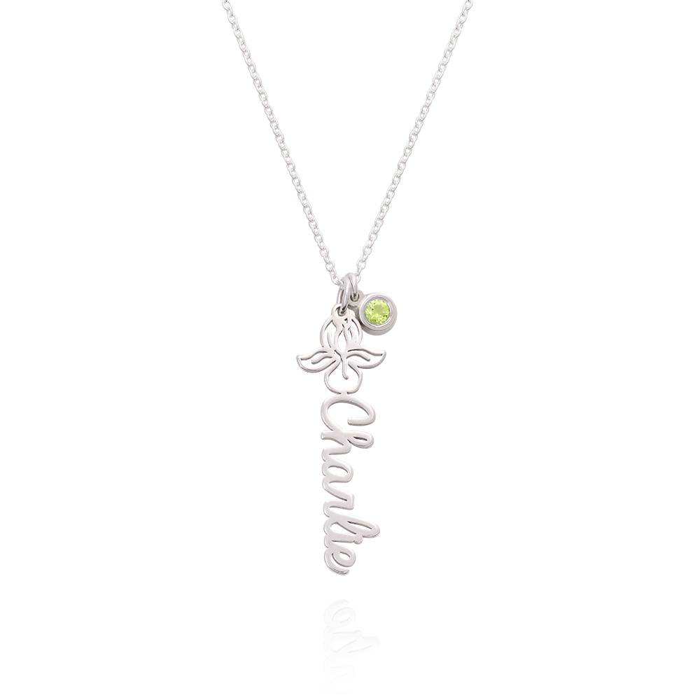 Blooming Birth Flower Name Necklace with Birthstone in Sterling Silver-6 product photo