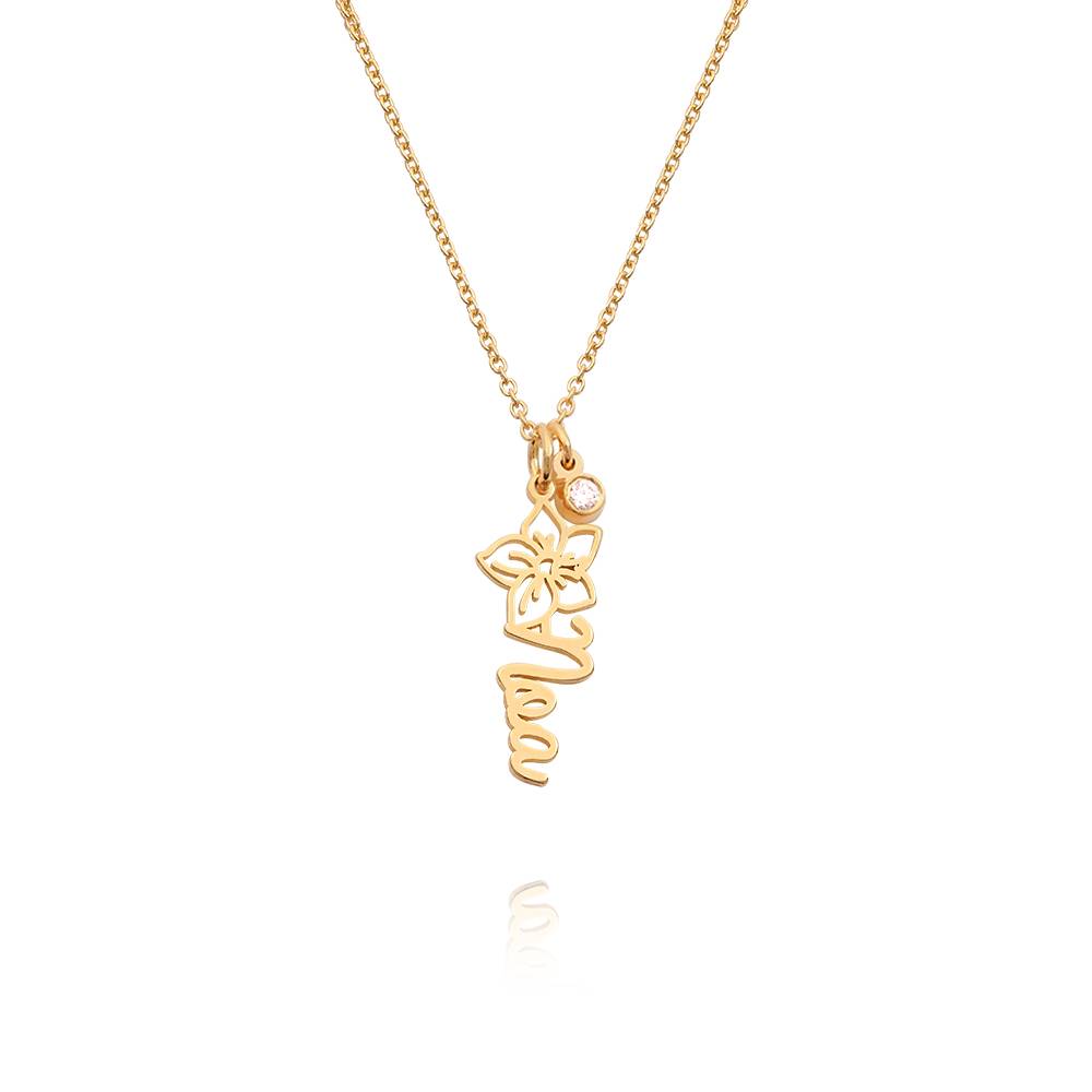 Blooming Birth Flower Name Necklace with Diamond in 18K Gold Plating-6 product photo
