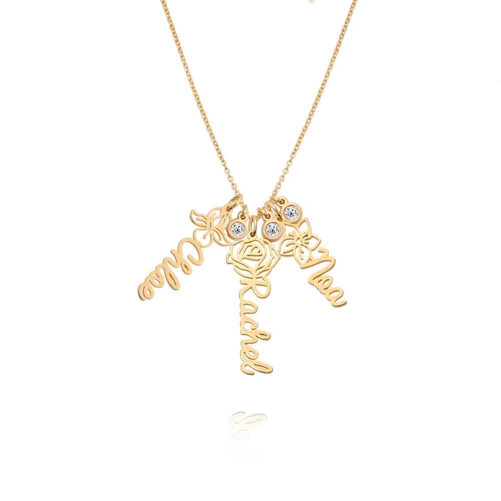 Blooming Birth Flower Name Necklace with Diamond in 18K Gold Vermeil product photo