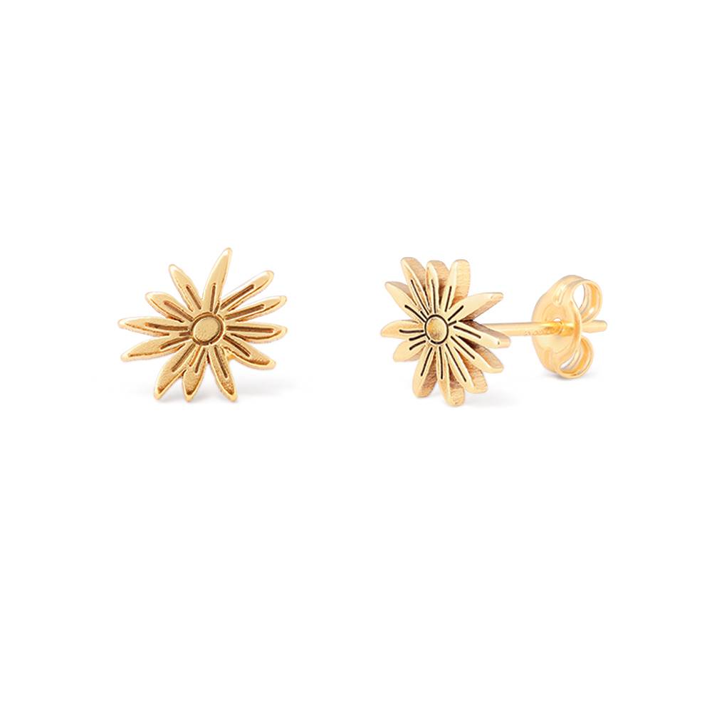 Blooming Birth Flower Stud Earrings in 18K Gold Plating-2 product photo