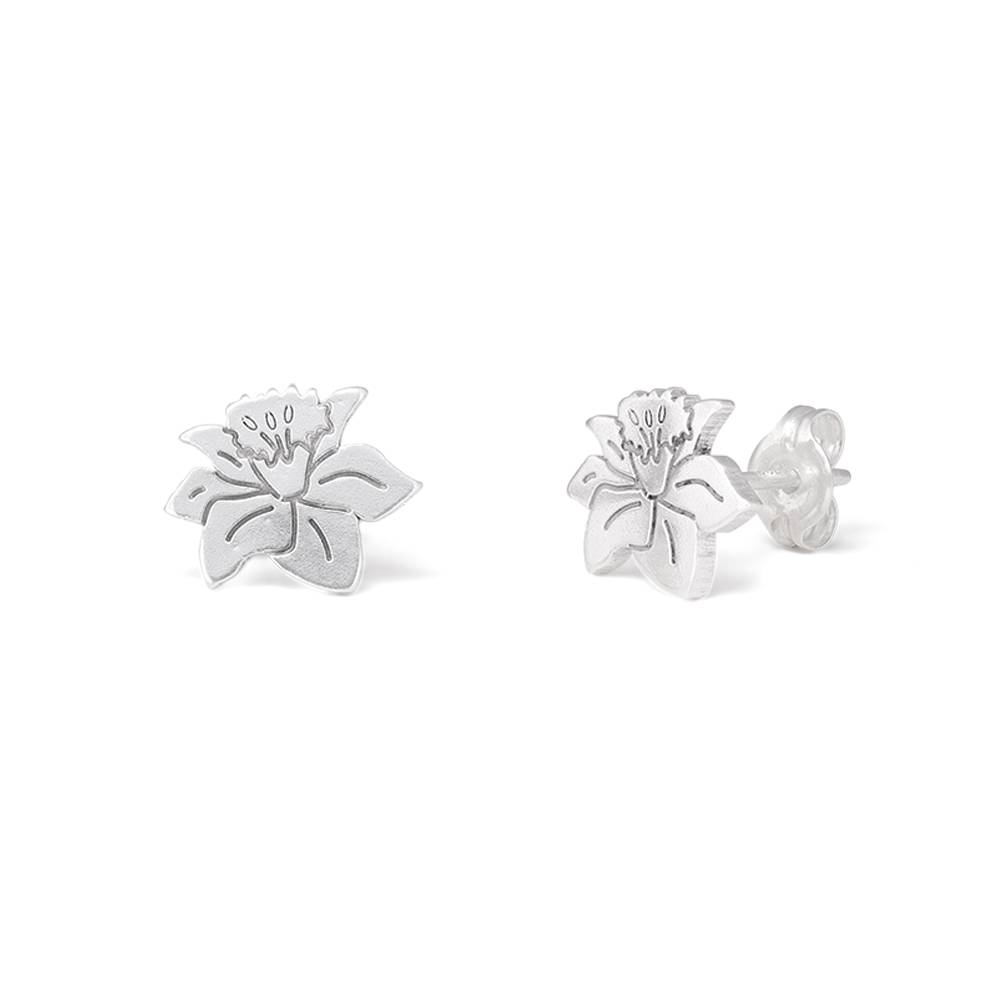 Blooming Birth Flower Stud Earrings in Stearling Silver-1 product photo