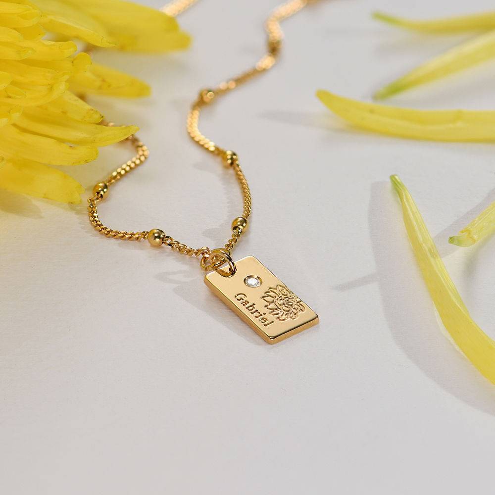 Blossom Birth Flower & Diamond Necklace in 18K Gold Plating-2 product photo