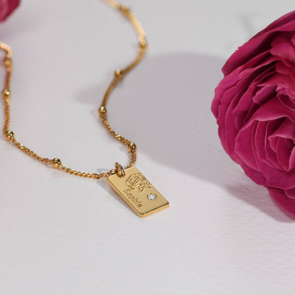Blossom Birth Flower & Diamond Necklace in 18K Gold Vermeil-7 product photo