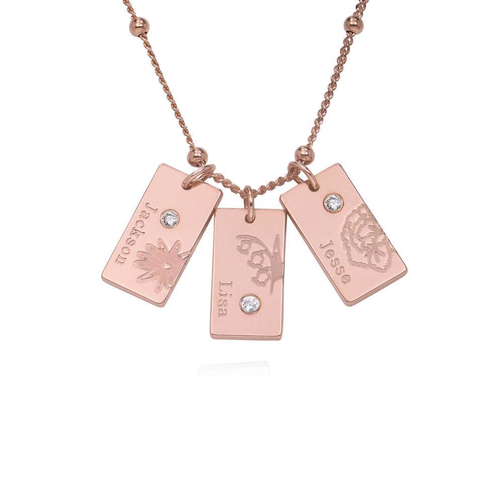 Blossom Birth Flower & Diamond Necklace in 18K Rose Gold Plating-1 product photo