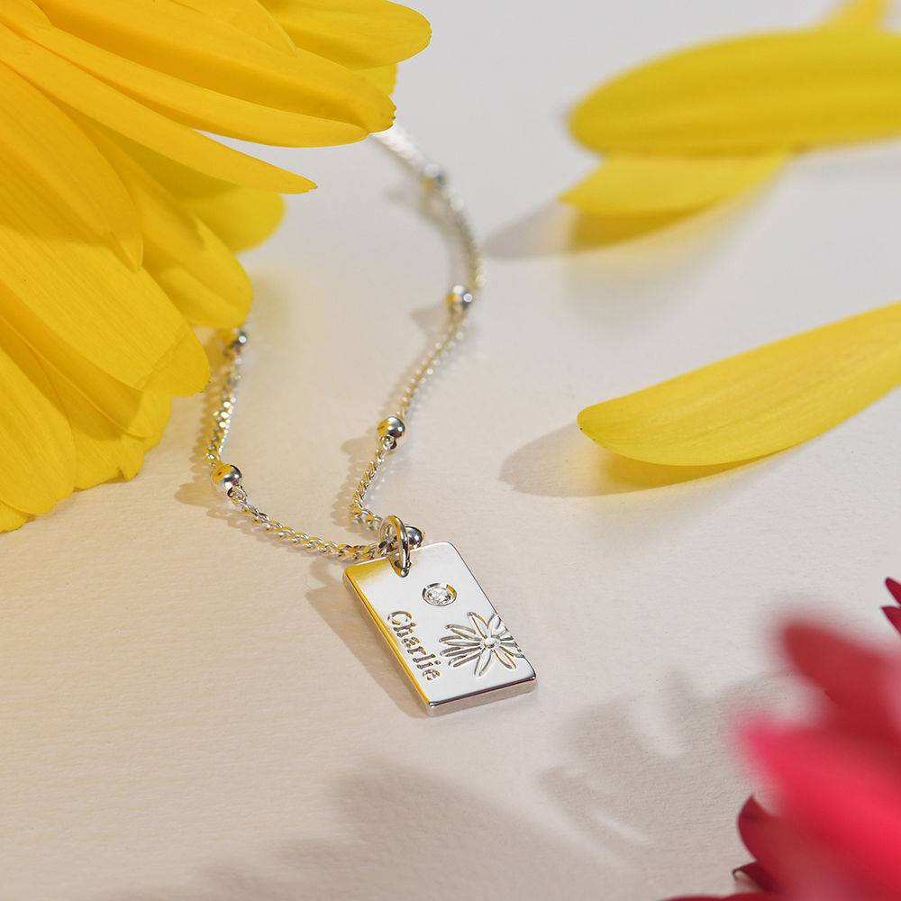 Blossom Birth Flower & Diamond Necklace in Sterling Silver-6 product photo