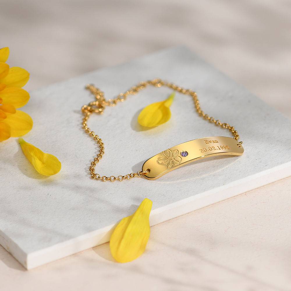 Blossom Birth Flower & Stone Bracelet in 18k Gold Plating-3 product photo