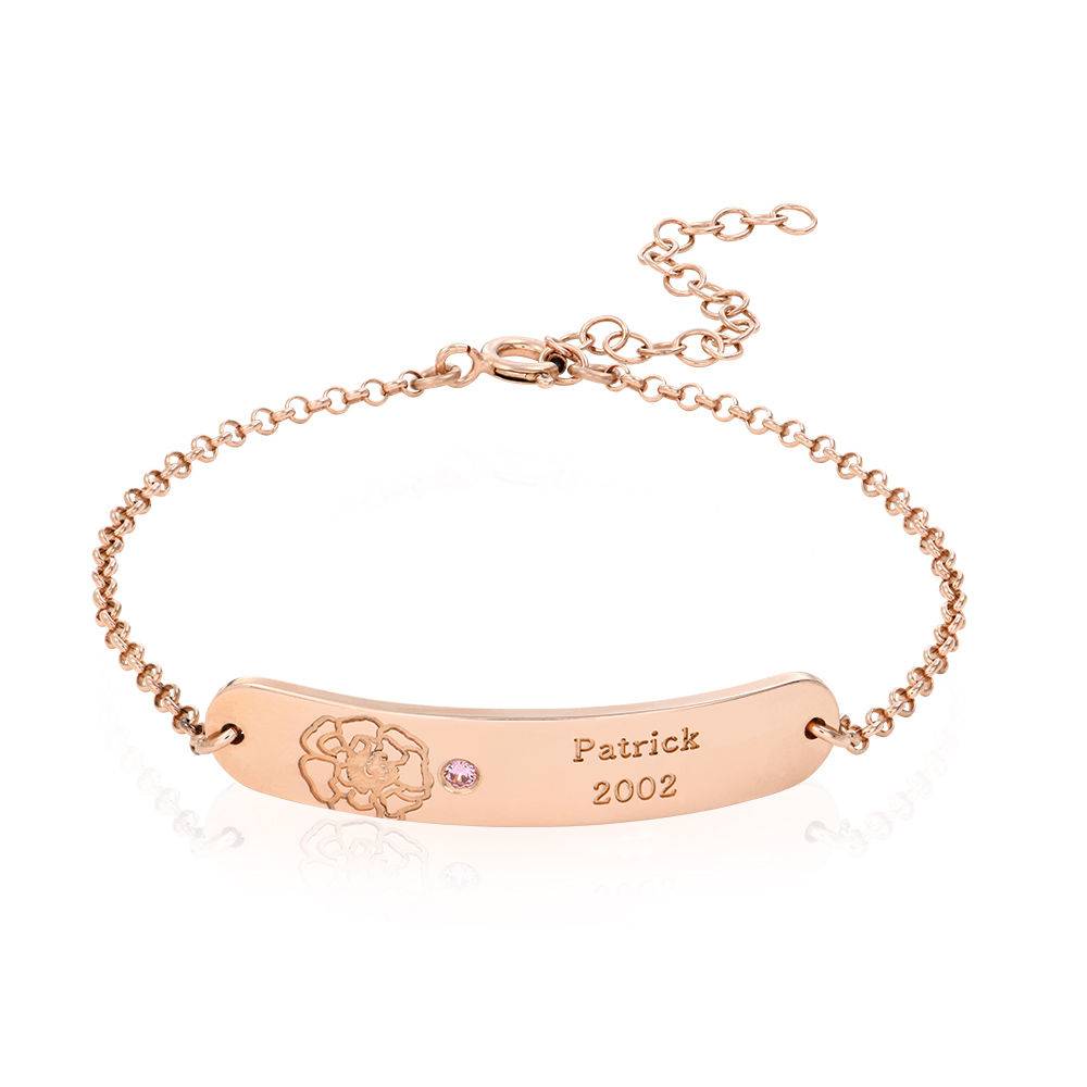 Blossom Birth Flower & Stone Bracelet in 18k Rose Gold Plating-3 product photo