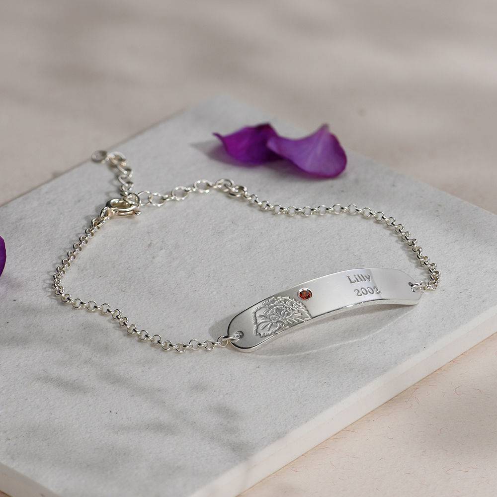Blossom Birth Flower & Stone Bracelet in Sterling Silver-2 product photo