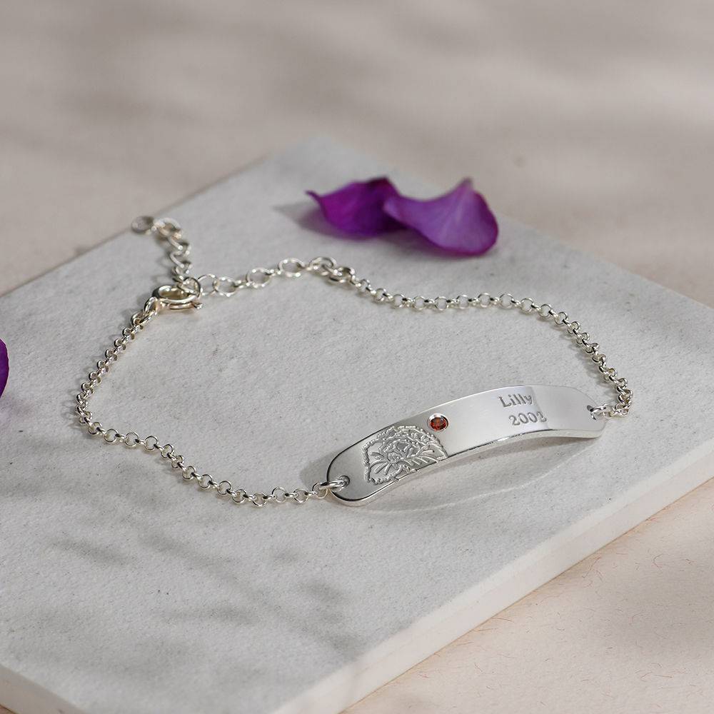 Blossom Birth Flower & Stone Bracelet in Sterling Silver-3 product photo