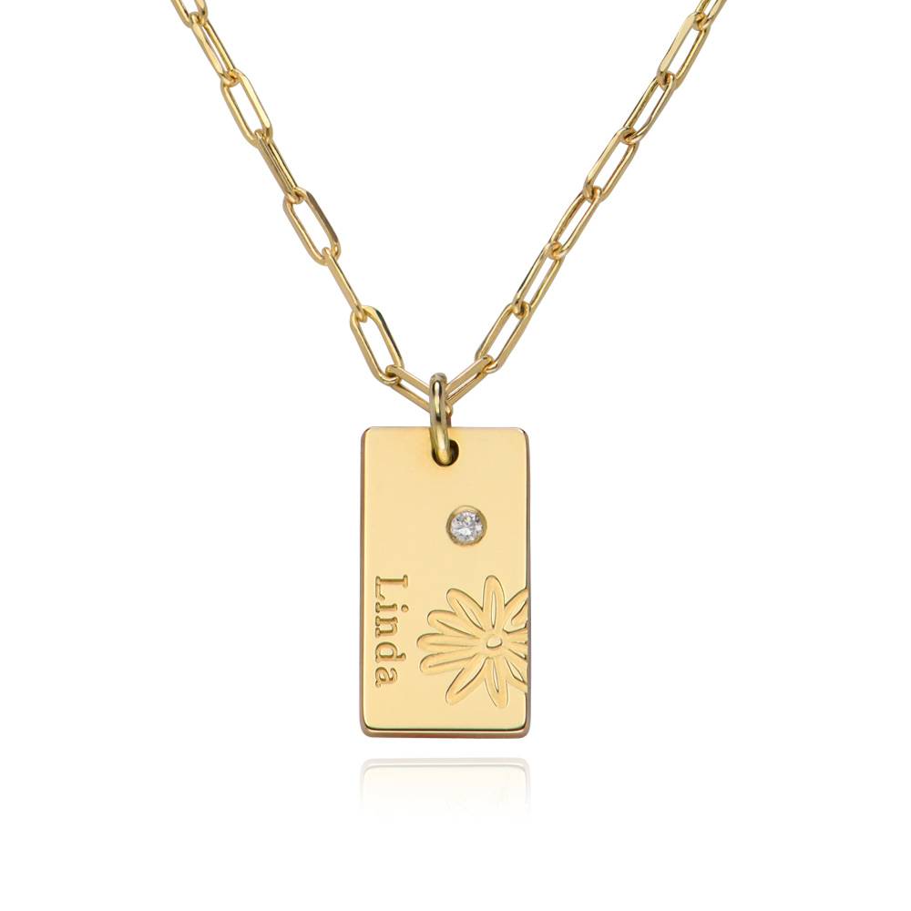 Link Blossom Birth Flower & Diamond Necklace in 14K Yellow Gold-1 product photo