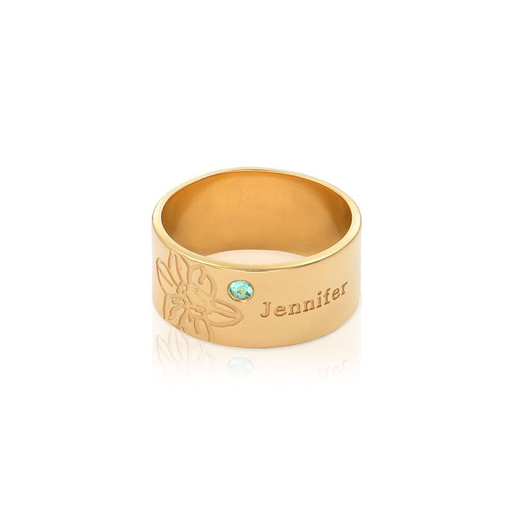 Blossom Birth Flower & Stone Ring in 18k Gold Plating-1 product photo