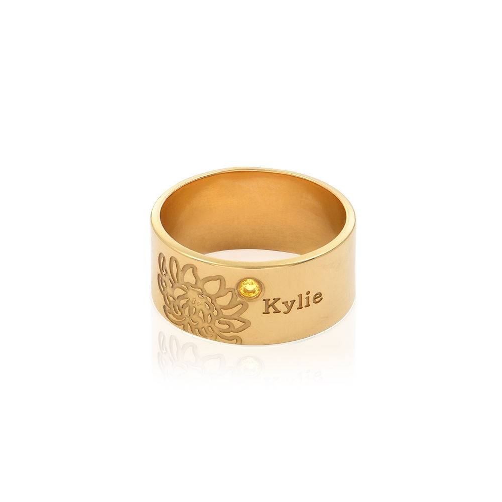 Blossom Birth Flower & Stone Ring in 18ct Gold Vermeil-2 product photo