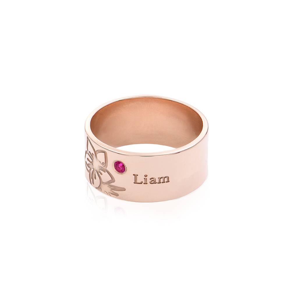 Blossom Birth Flower & Stone Ring in 18k Rose Gold Plating-1 product photo