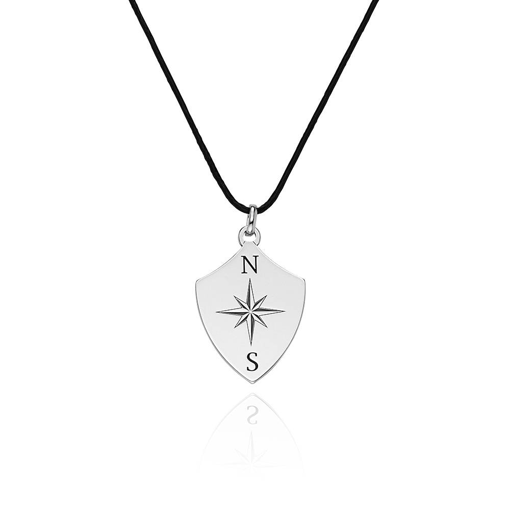 Boys Initial Compass Necklace in Sterling Silver-2 product photo