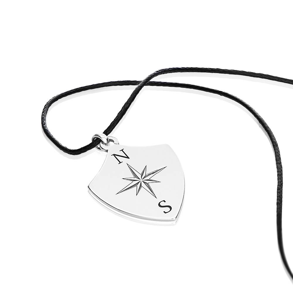 Boys Initial Compass Necklace in Sterling Silver-3 product photo
