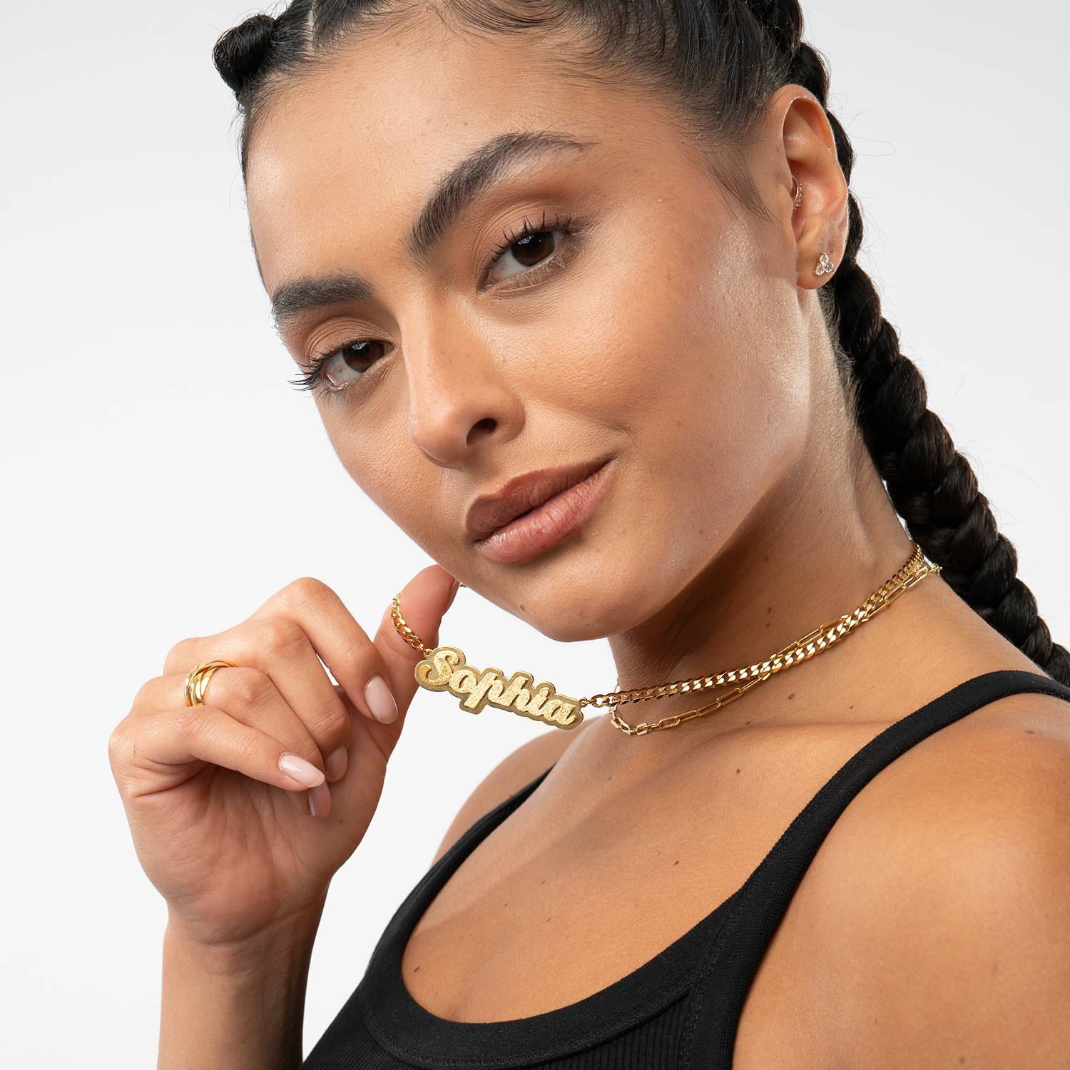 Brandi Double Plated Name Necklace in 18K Gold Plating-3 product photo