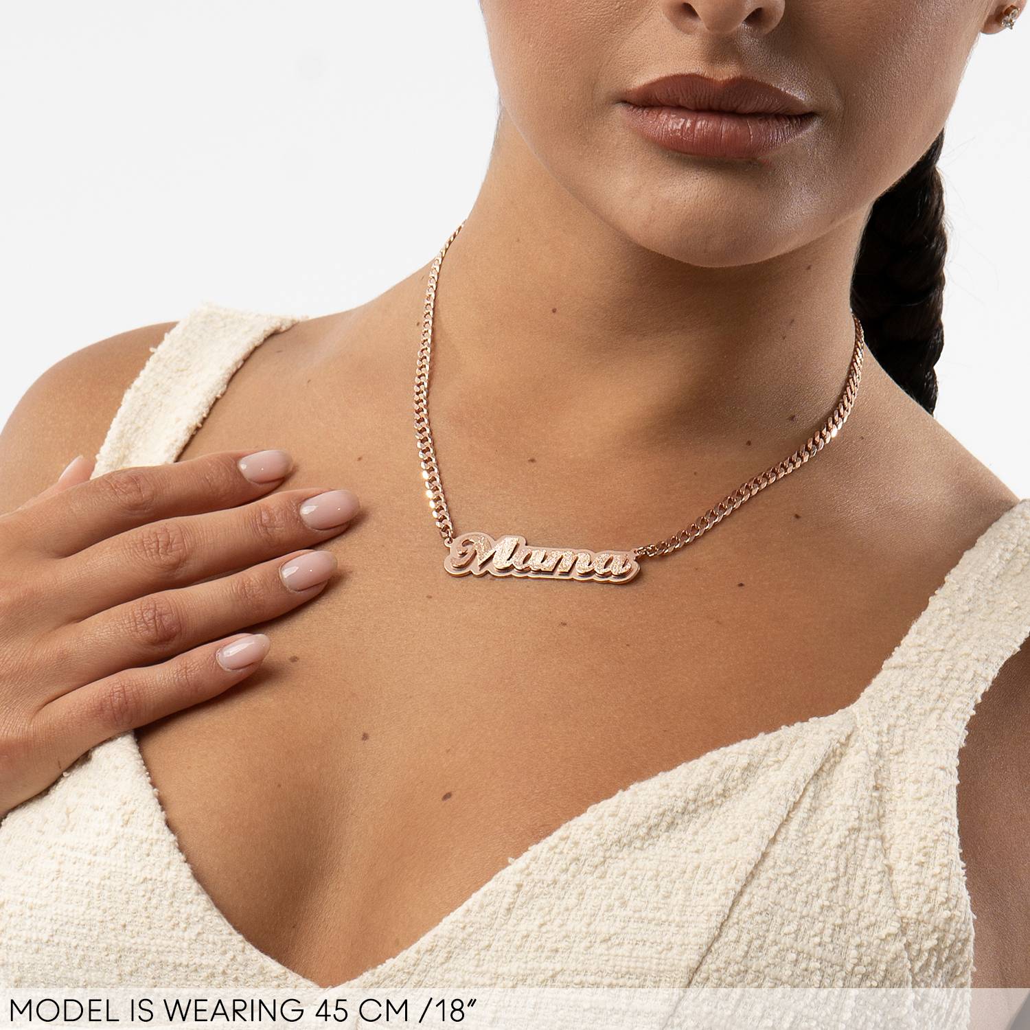 Brandi Double Plated Name Necklace in 18K Rose Gold Plating-4 product photo