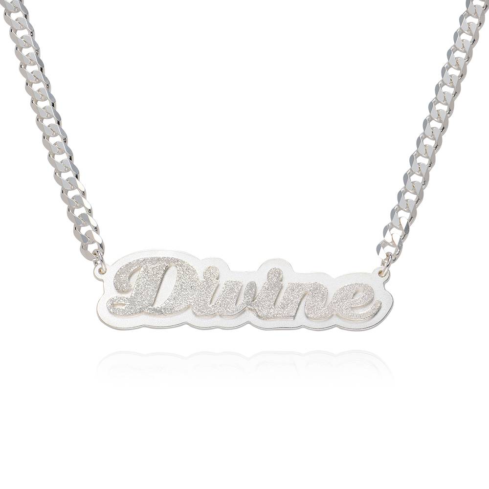 Brandi Double Plated Name Necklace in Sterling Silver-2 product photo