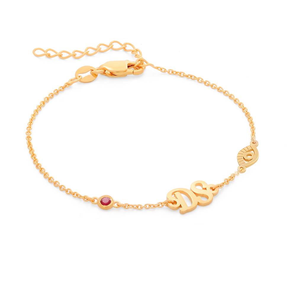 Bridget Evil Eye Initial Bracelet/Anklet with Gemstone in 18K Gold Vermeil product photo