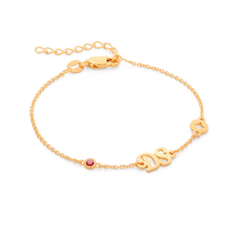 Bridget Star Initial Bracelet/Anklet with Gemstone in 18K Gold Plating-4 product photo