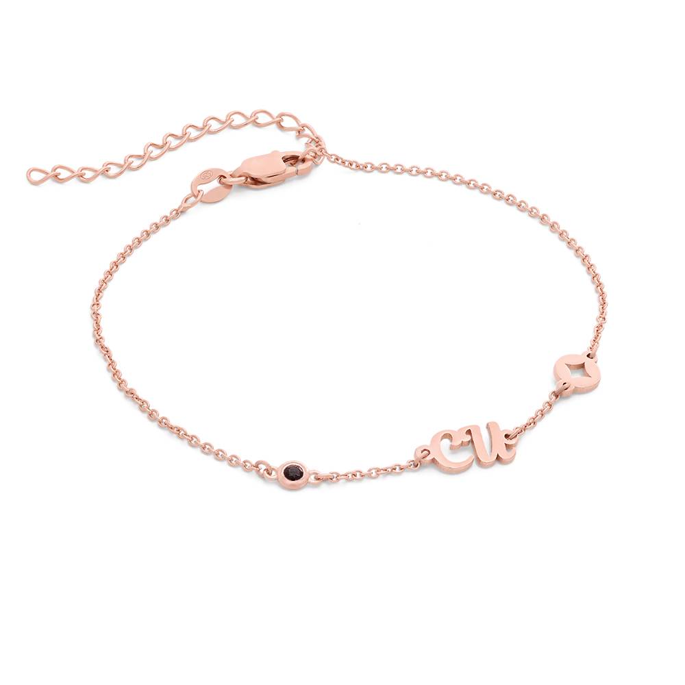 Bridget Star Initial Bracelet/Anklet with Gemstone in 18K Rose Gold Plating-1 product photo