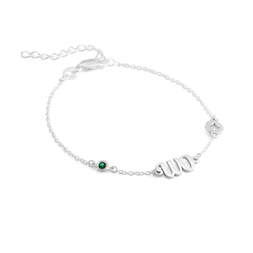 Bridget Star Initial Bracelet/Anklet with Gemstone in Sterling Silver-3 product photo
