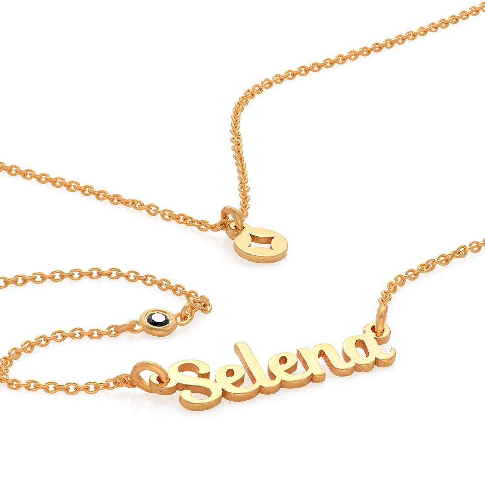 Bridget Star Layered Name Necklace with Gemstone in 18K Gold Plating-4 product photo