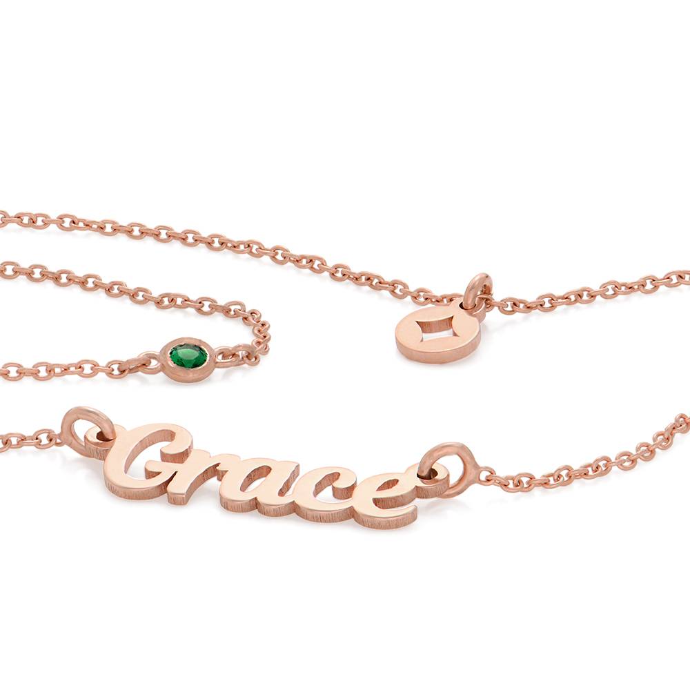 Bridget Star Layered Name Necklace with Gemstone in 18K Rose Gold Plating-4 product photo