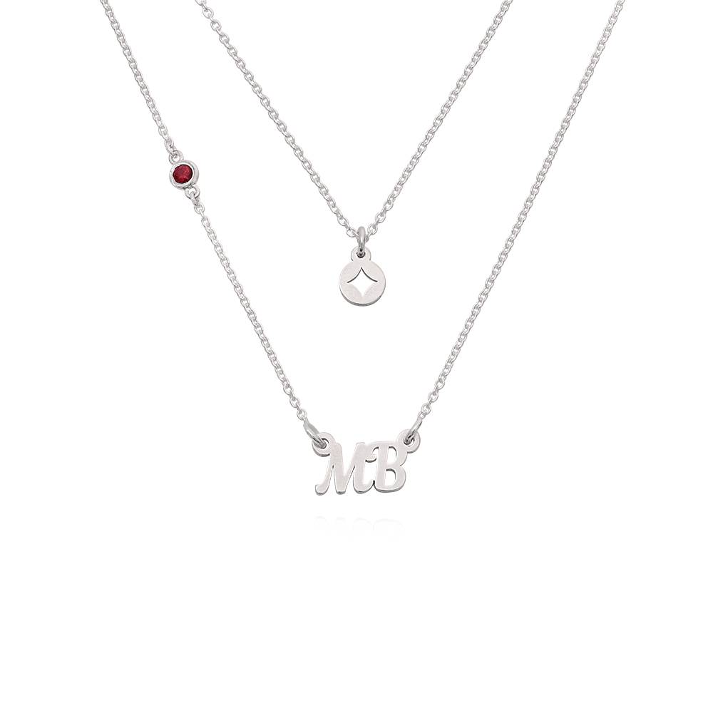 Bridget Star Layered Name Necklace with Gemstone in Sterling Silver-4 product photo