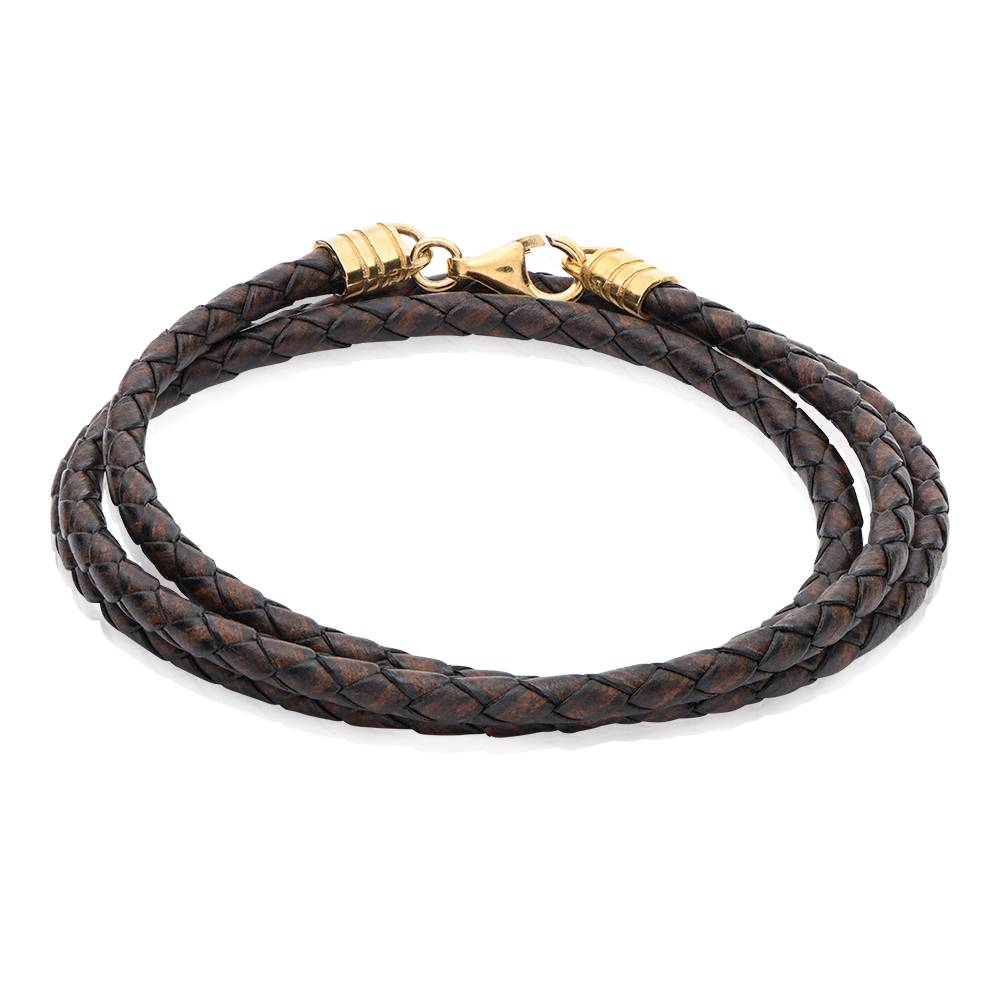 Brown Leather cord for Men in Vermeil product photo