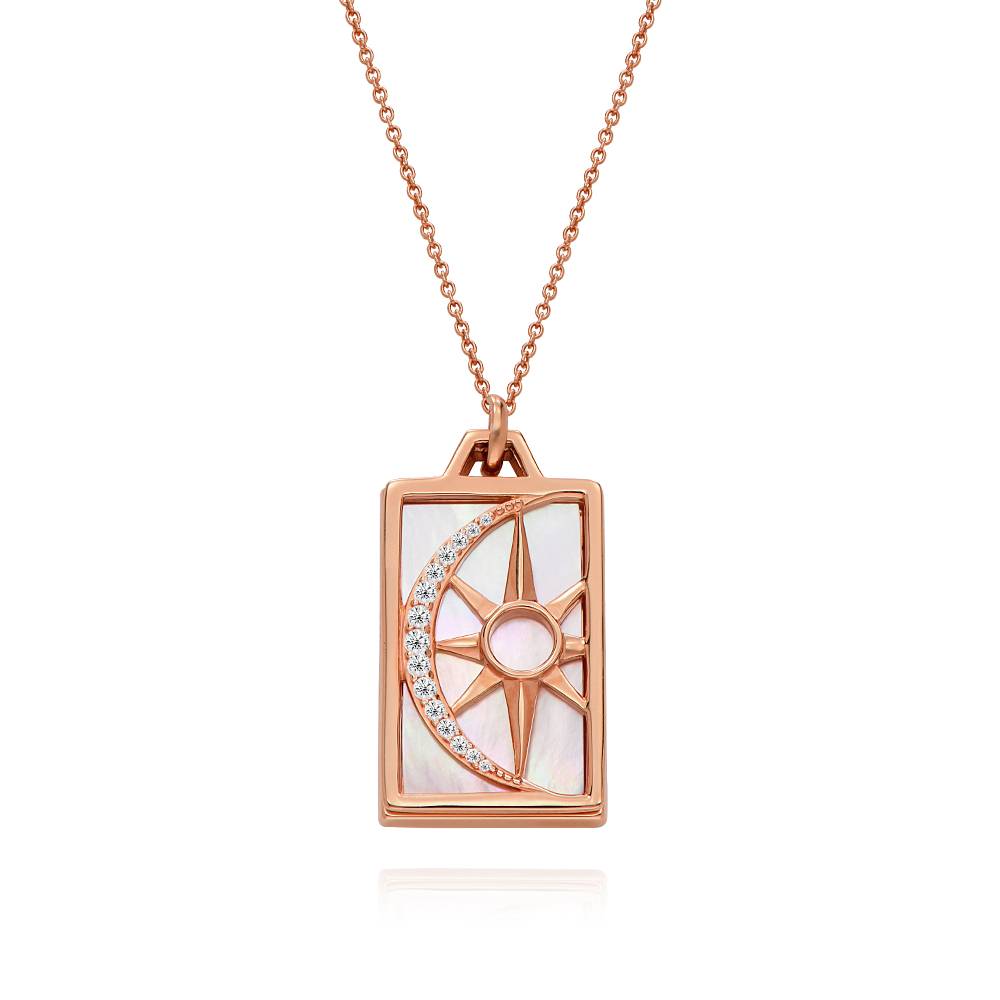 Celestial Sun & Moon Personalized Necklace in 18k Rose Gold Plating-1 product photo