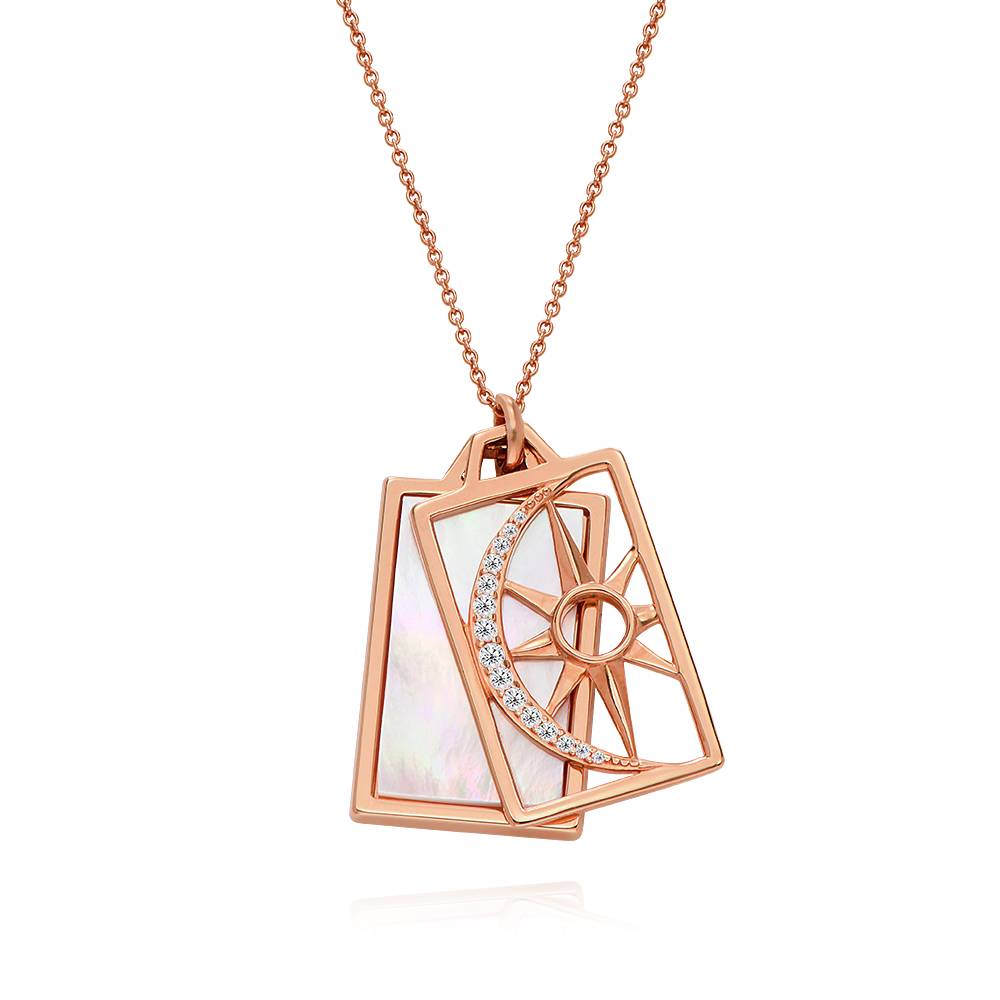 Celestial Sun & Moon Personalized Necklace in 18k Rose Gold Plating-6 product photo