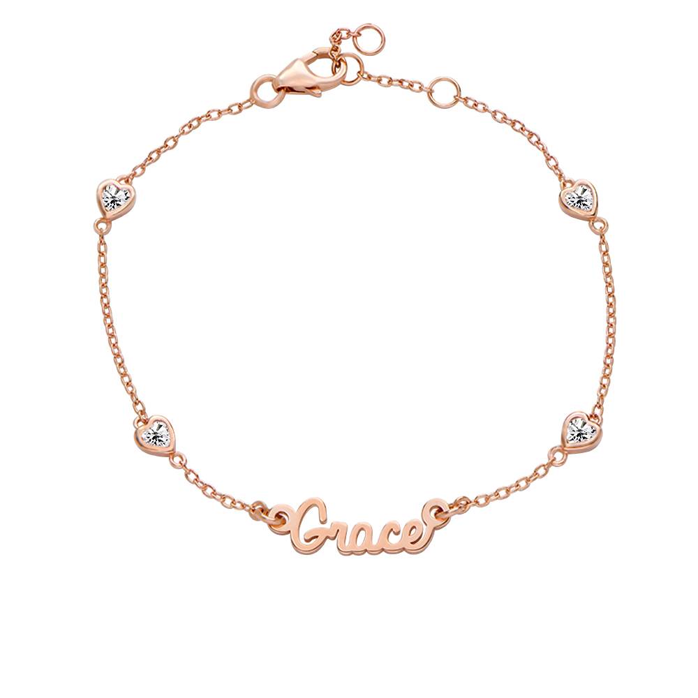 Charli Heart Chain Girls Name Bracelet in 18K Rose Gold Plating product photo