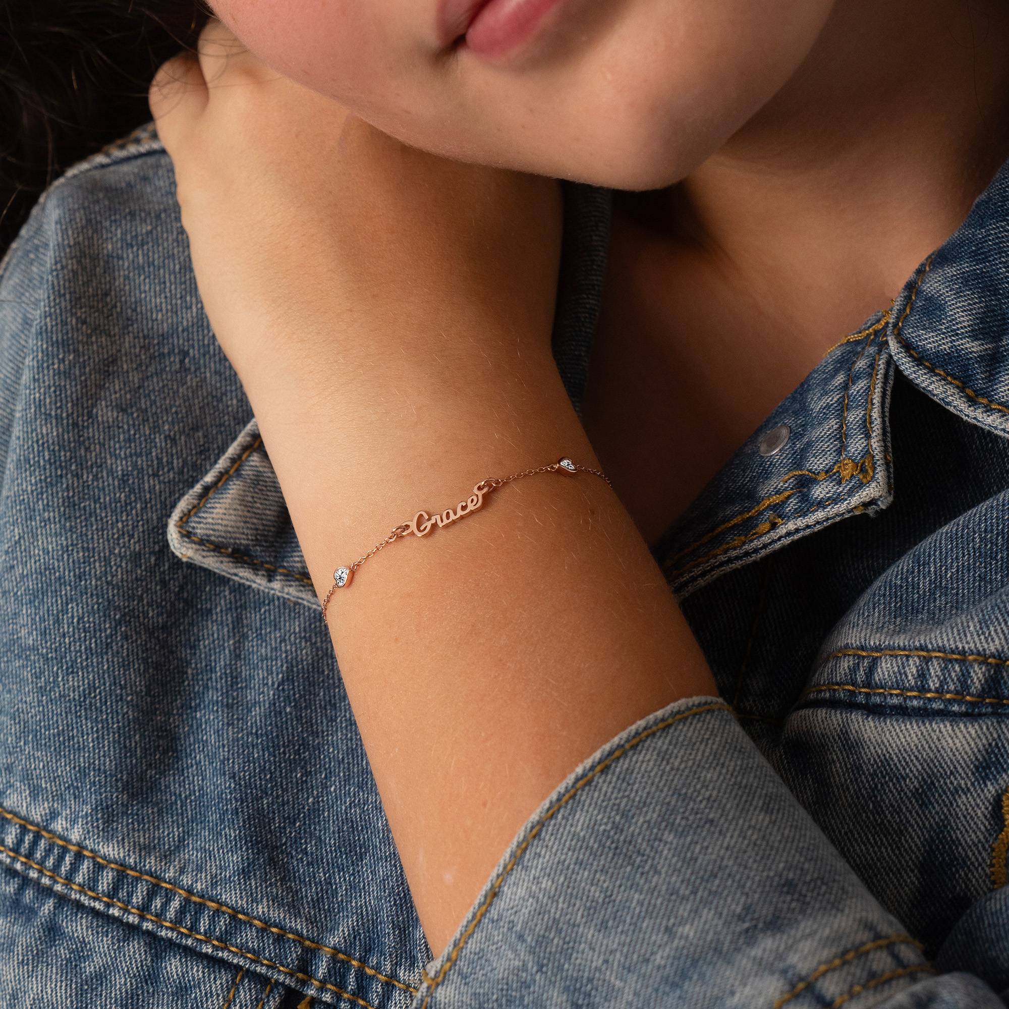 Charli Heart Chain Girls Name Bracelet in 18K Rose Gold Plating-3 product photo