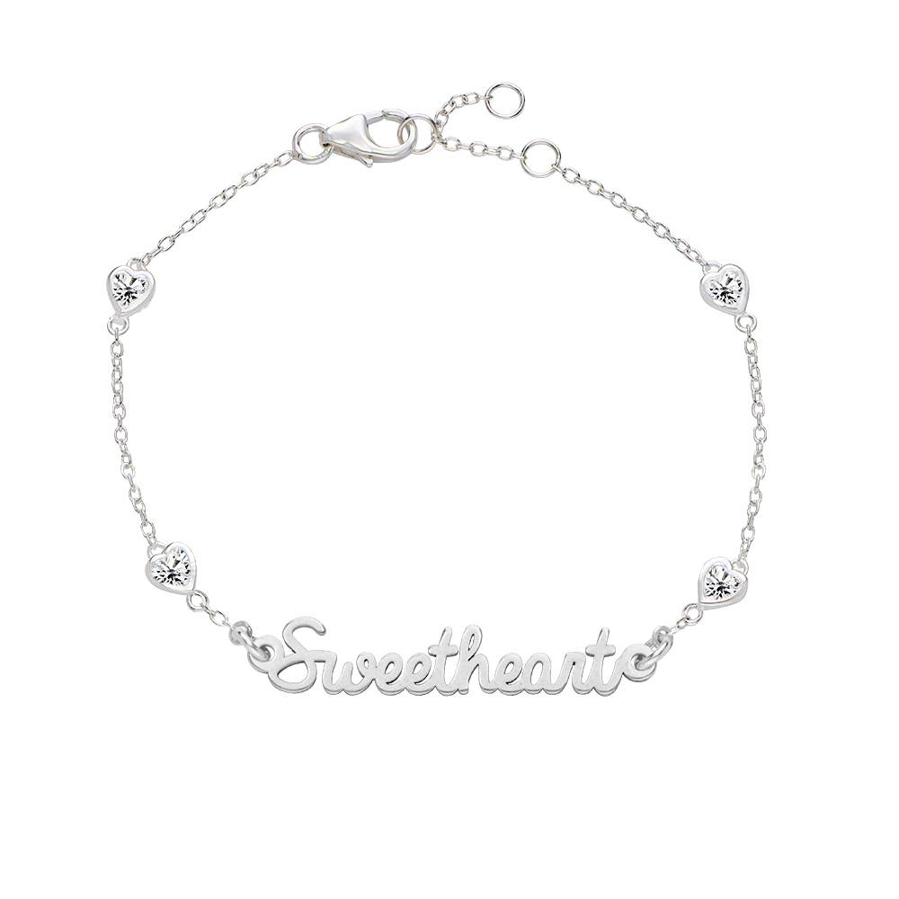 Charli Heart Chain Girls Name Bracelet in Sterling Silver-4 product photo