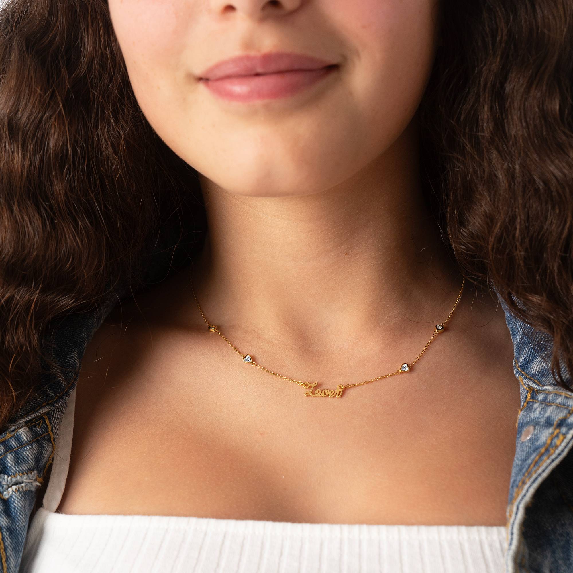 Charli Heart Chain Girls Name Necklace in 18K Gold Plating-4 product photo