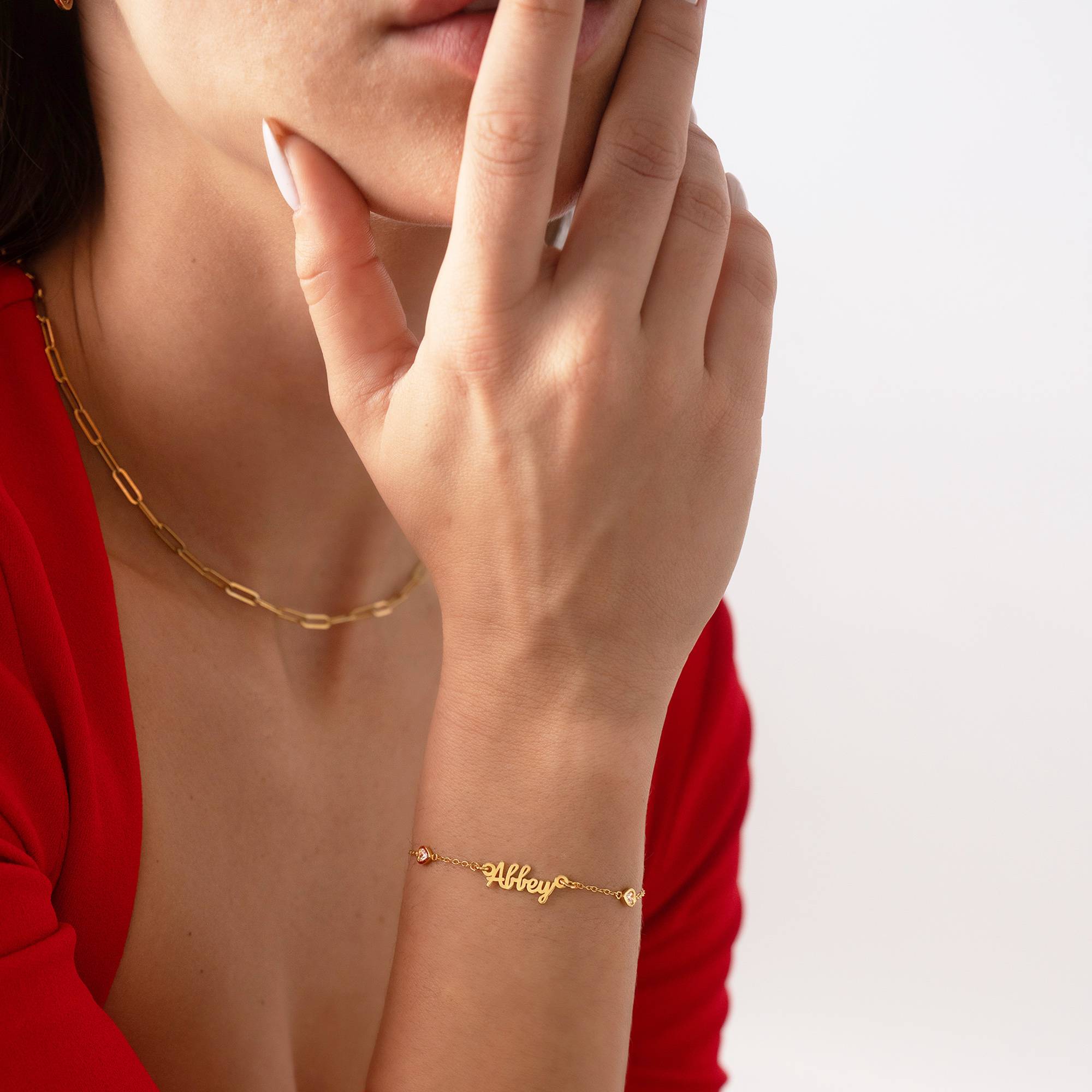 Charli Heart Chain Name Bracelet in 18K Gold Plating-3 product photo