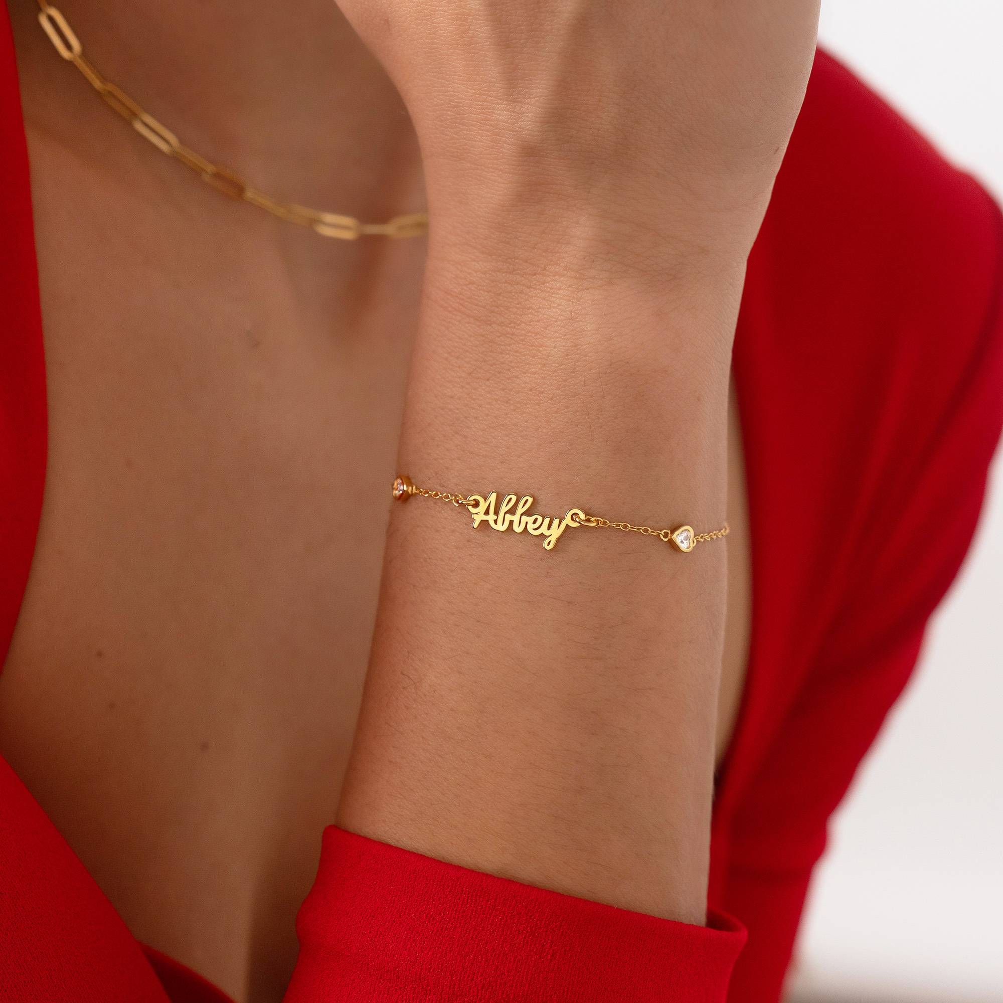 Charli Heart Chain Name Bracelet in 18K Gold Plating-5 product photo
