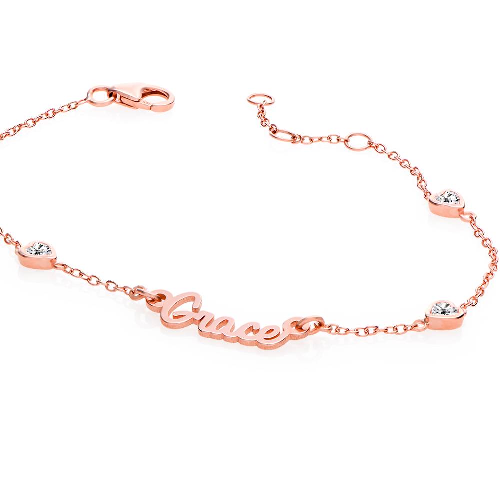 Charli Heart Chain Name Bracelet in 18K Rose Gold Plating-5 product photo