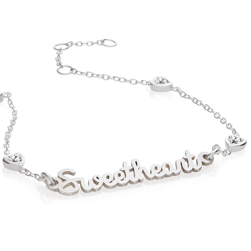 Charli Heart Chain Name Bracelet in Sterling Silver-1 product photo