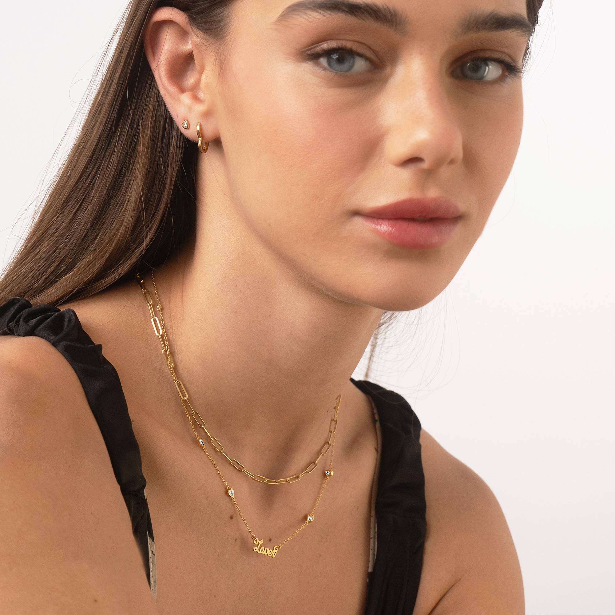 Charli Heart Chain Name Necklace in 18K Gold Plating-6 product photo