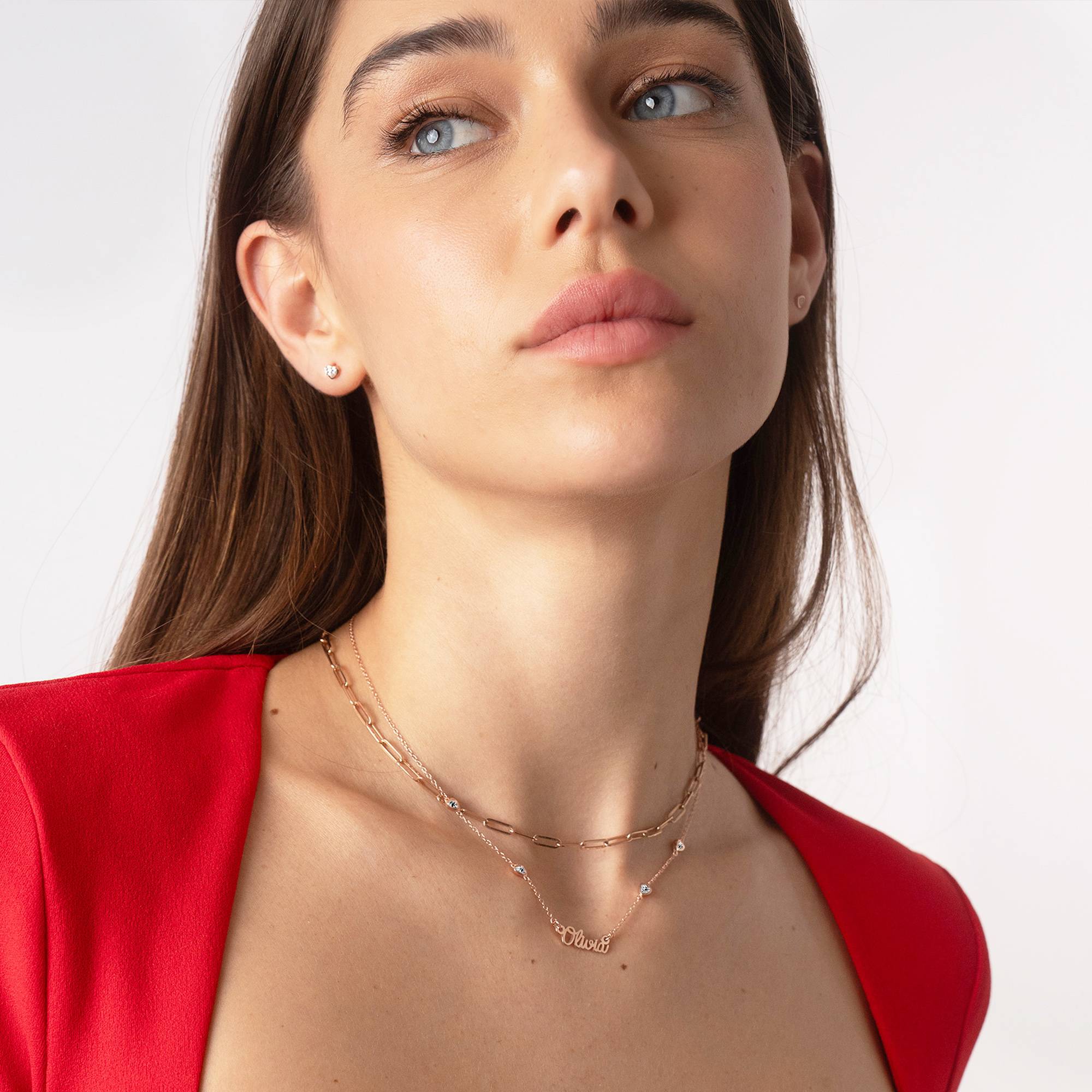 Charli Heart Chain Name Necklace in 18K Rose Gold Plating-4 product photo