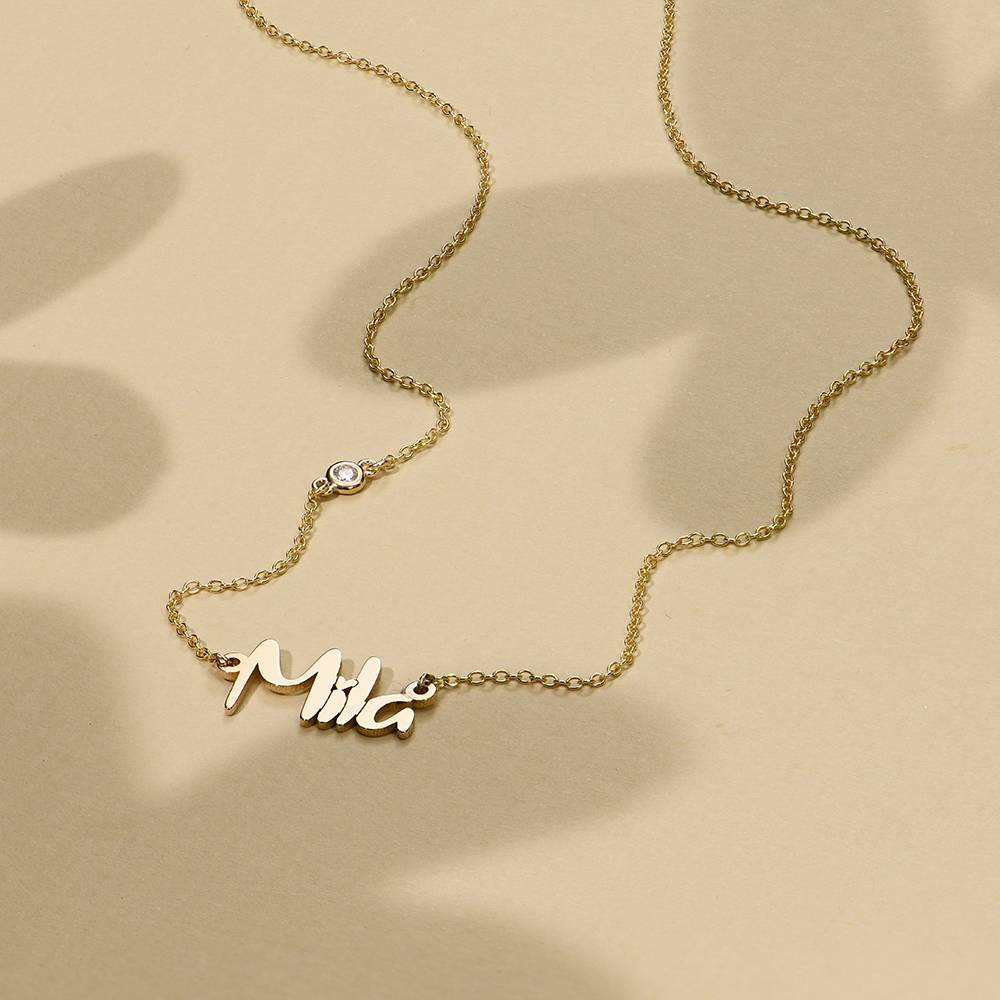 Charlotte Name Necklace with Diamond in 14K Yellow Gold-4 product photo