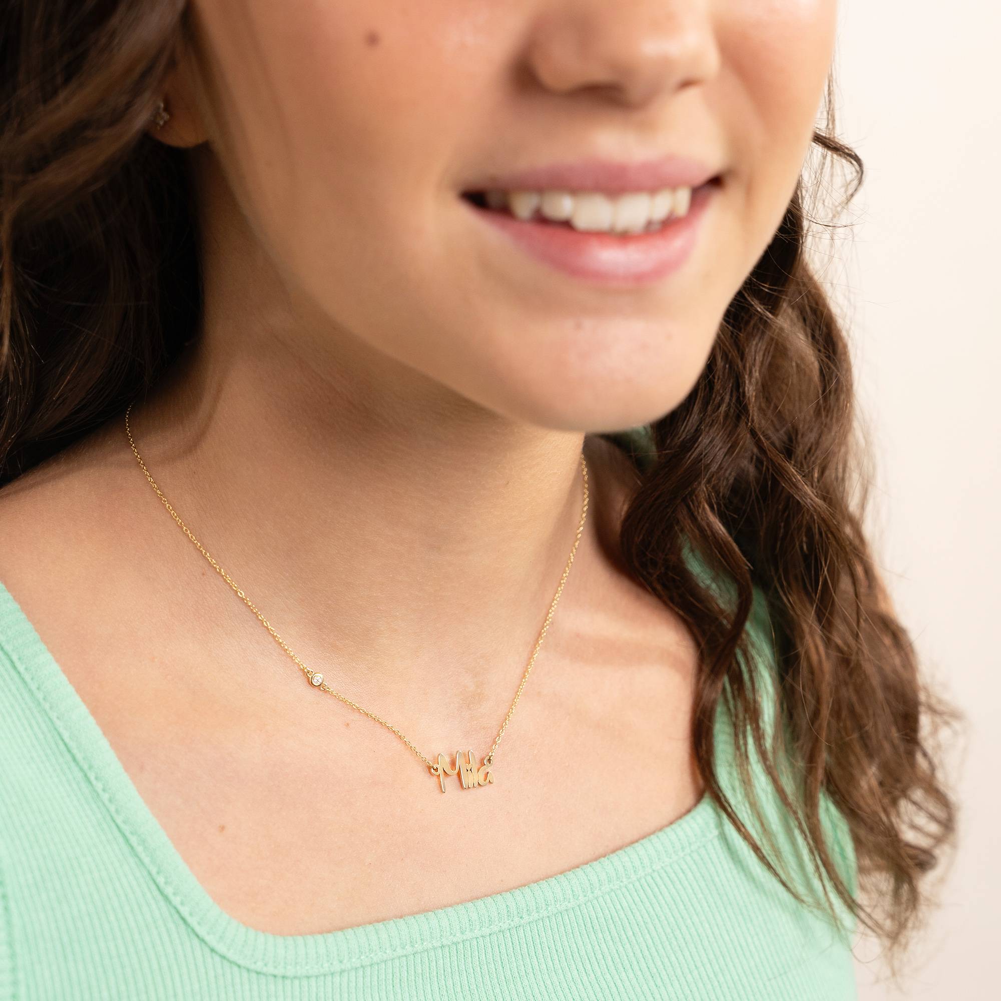 Charlotte Name Necklace with Diamond in 14K Yellow Gold-1 product photo