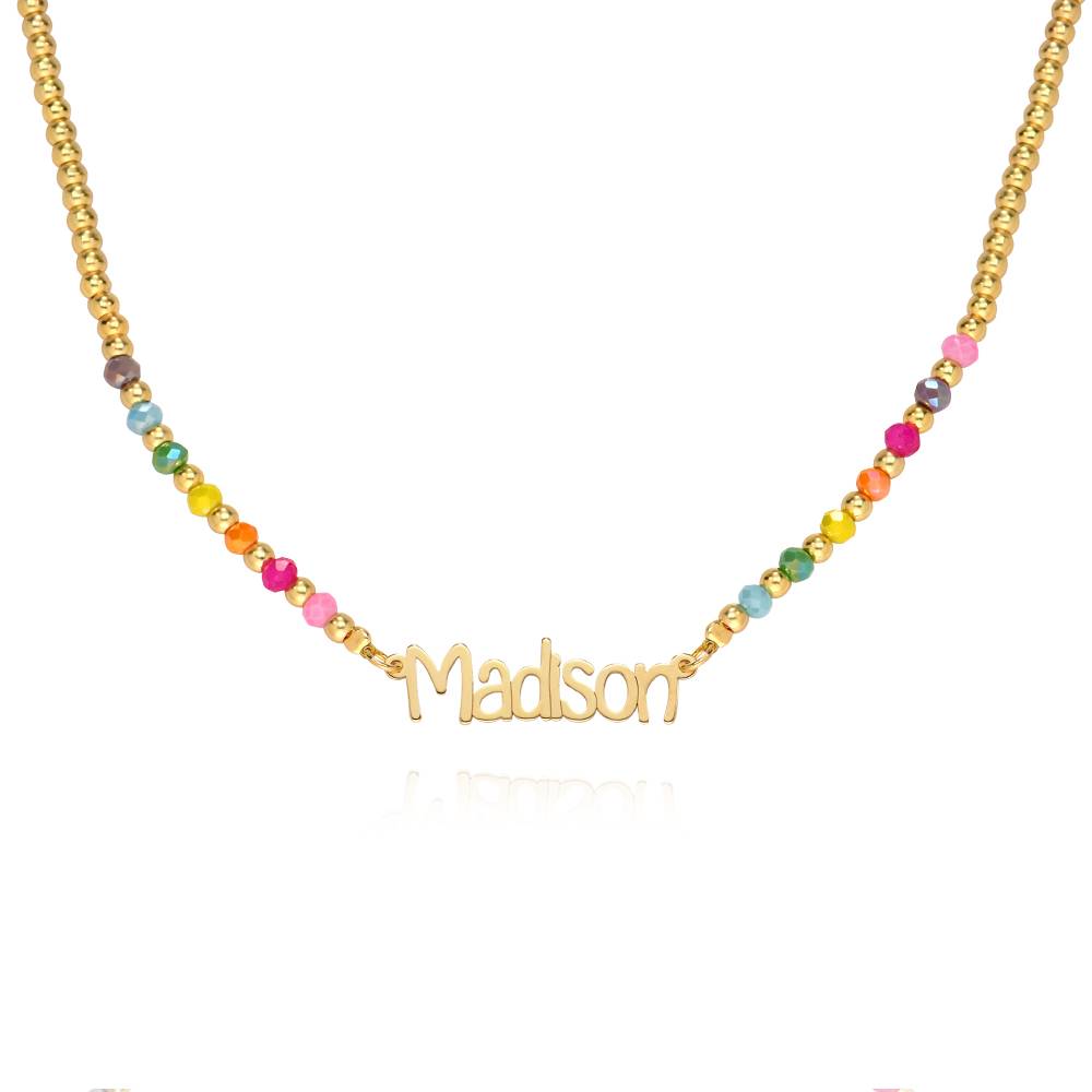 Chicago Rainbow Beaded Name Necklace in 18K Gold Plated Brass-4 product photo