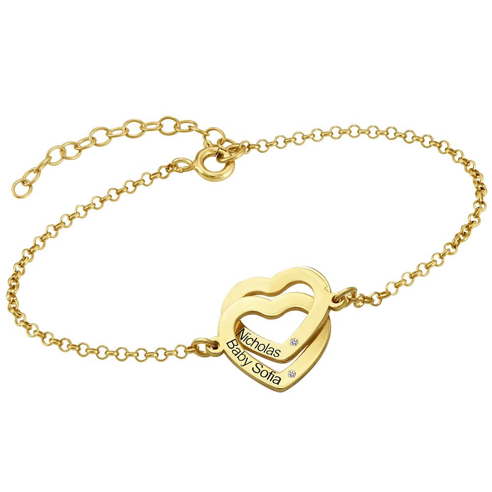 Claire Interlocking Adjustable Hearts Bracelet in 14K Yellow Gold with Diamonds-1 product photo