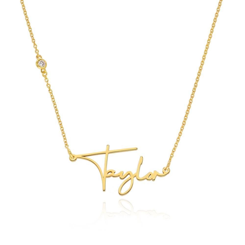 Paris Name Necklace with Diamonds - Gold Vermeil-4 product photo